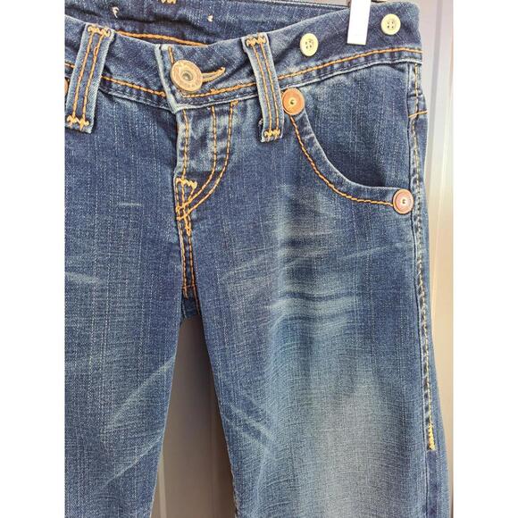 True Religion Bella Heritage Big T Jeans Flare Button Fly Low Rise Size 29X34 - Picture 7 of 9